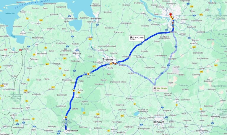 Taxi Osnabrück nach Hamburg